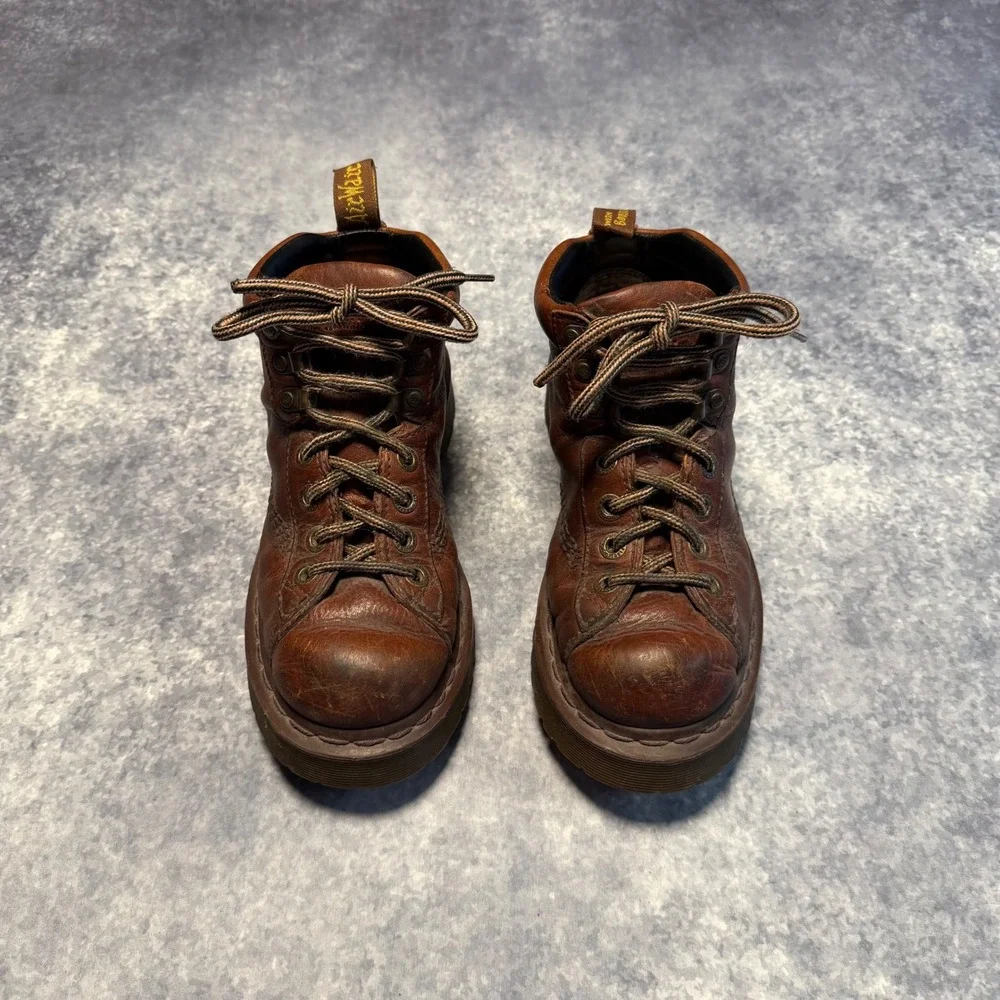 Dr. Martens 8287 Brown Leather Ankle Boots Chunky Womens 7 Lug Sole Work Boots
